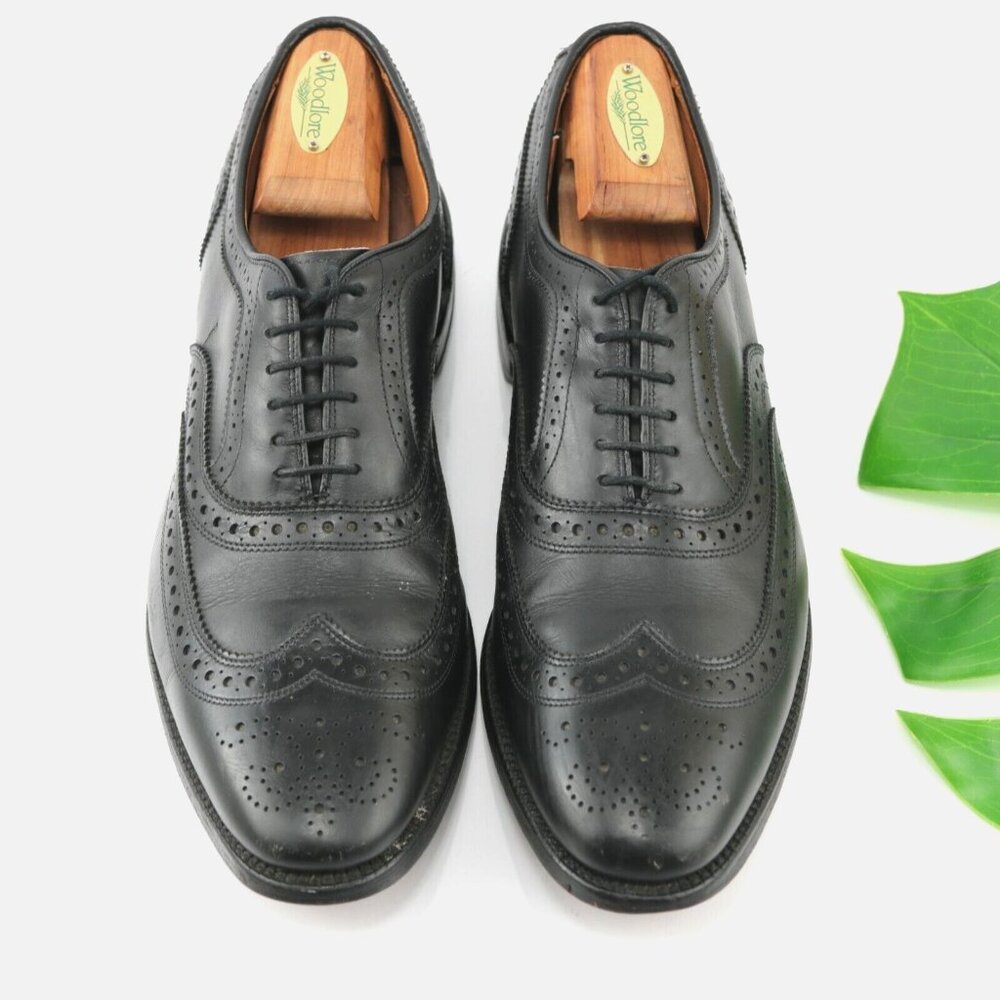 Allen Edmonds Mens McAllister Oxford Size 9.5 C Black Leather Dress Shoe Wingtip